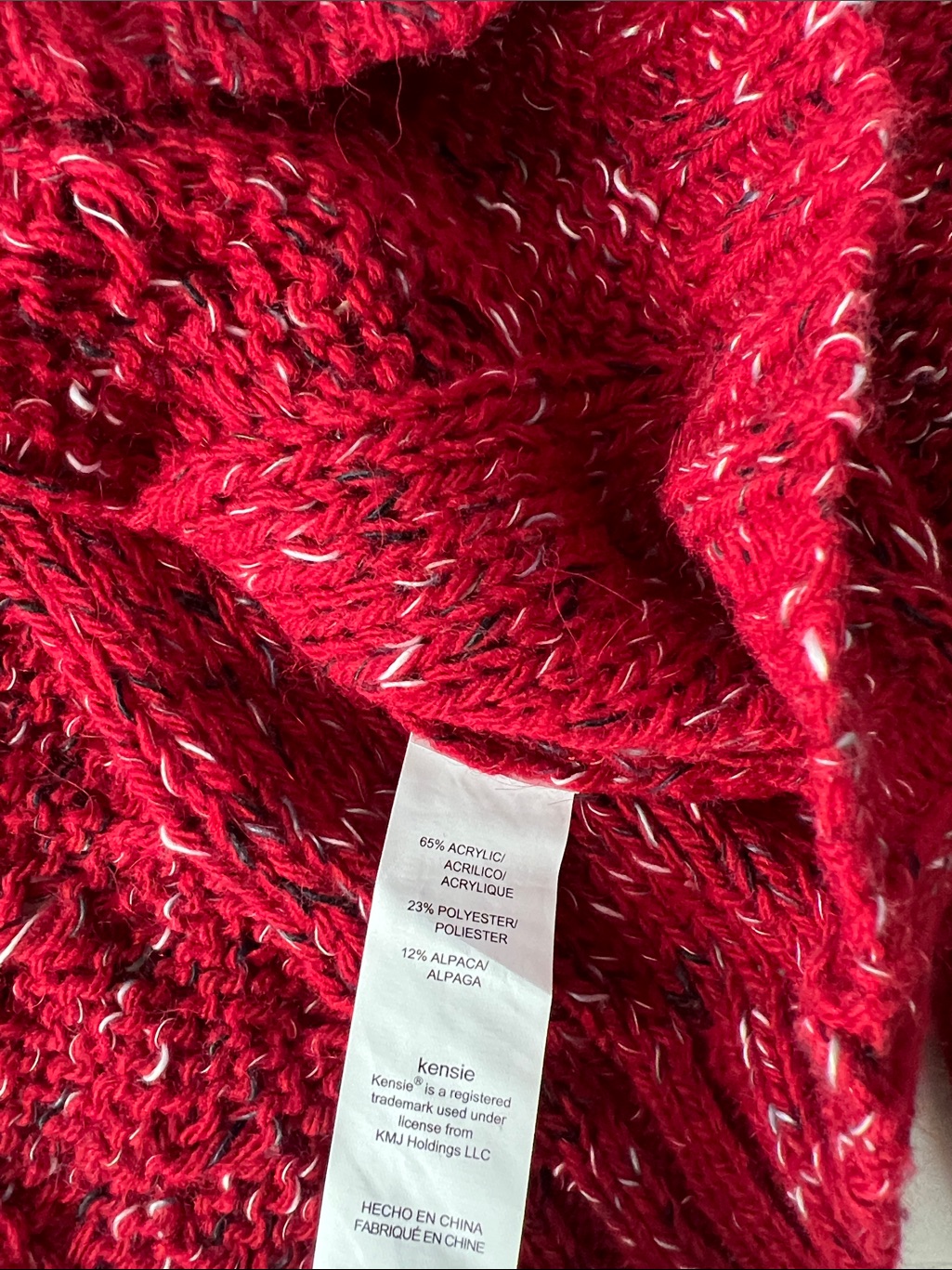 Nwt Vintage Kensie Lightweight Cable Knit Alpaca Blend Red Turtleneck Sweater — image 4 of 4